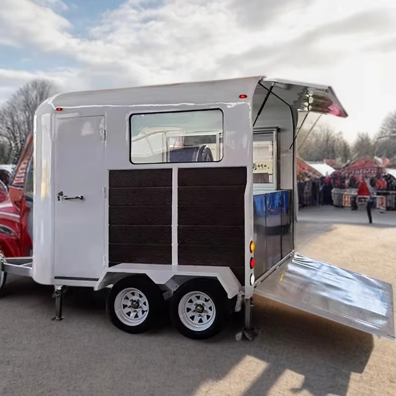 2026 Best Selling Square Stainless Steel Food Trailers Mobile BBQ Truck For American Hamburger Steak And Hot Dogs