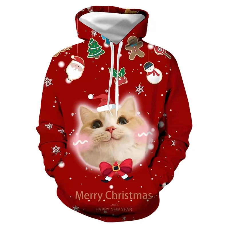 Christmas Cute Cat Women Hoodie 3D Printed Men hoodie Hip Hop Casual Unisex hoodie Tops Oversized hoodie Men Streetwear hoodie