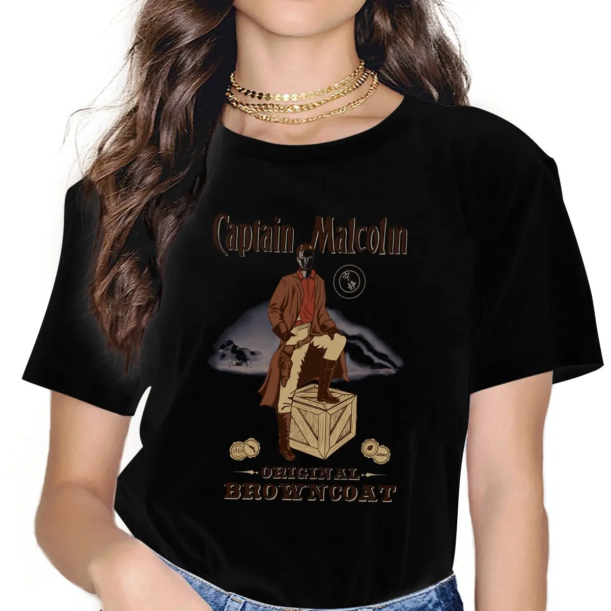 Kapitański Malcolm klasyczny damski T-Shirt Firefly Serenity Malcolm T-Shirt z krótkim rękawem koszulka Casual koszulka z okrągłym kołnierzem