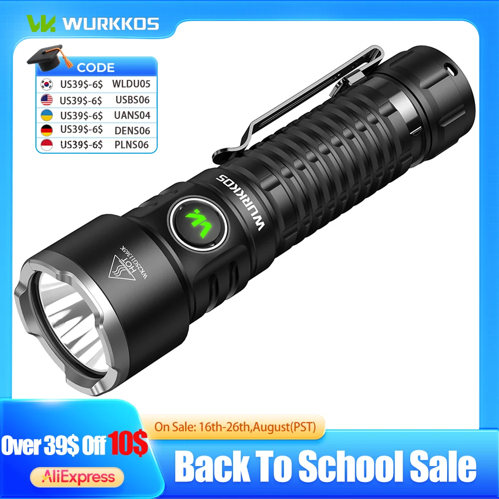 Latarka EDC Wurkkos TS28 SFT70.2 o wysokiej wydajności, 3200 lumenów, bateria 21700, ładowanie USB-C, magnetyczna zaślepka, oświetlenie zewnętrzne.