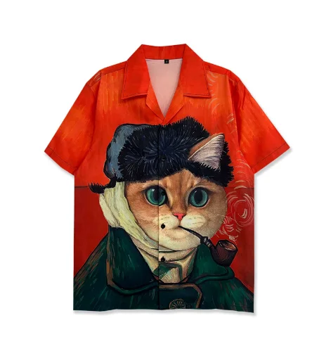 Summer Men's shirt Fashion Personalized Creative Cartoon Casual Loose Short sleeve Beach Shirt Hawaii Vacation Party Costumes