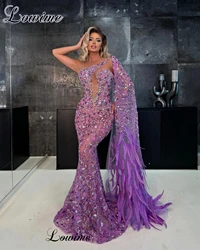 Luxury Crystals Celebrity Dresses Mermaid One Shoulder Evening Dresses Elegant Vestidos De Gala Grand Prom Party Gowns Women