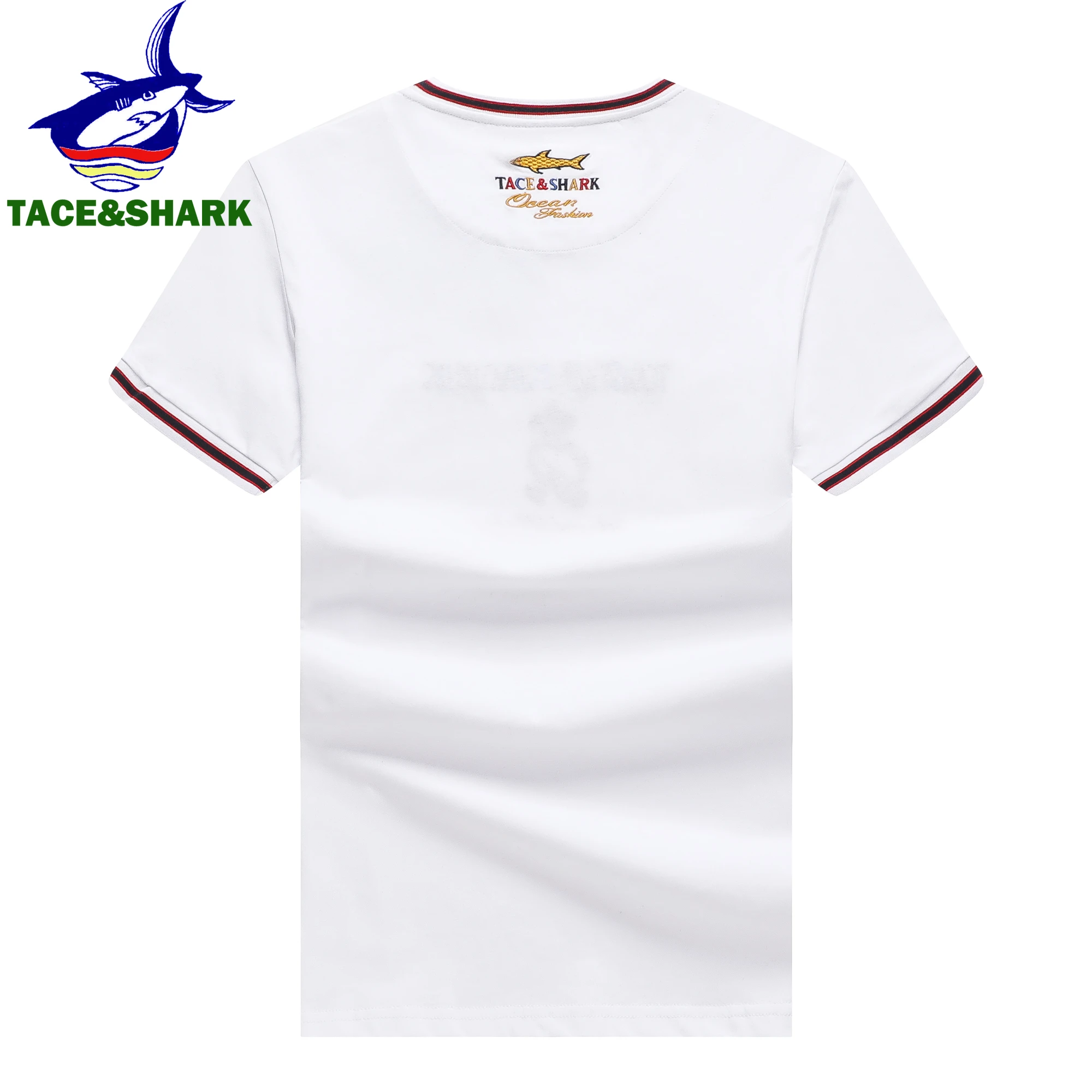 TACE&SHARK Letter Embroidery T Shirt 2023 Summer Fashion T-shirts Clothing Mens Casual Cotton Tshirts Tops 3XL