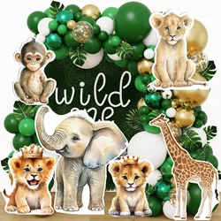 Jungle Animal Mosaic Board Baby Lion Elephant Zebra Cutouts for Safari Kids Birthday Party Wild One Baby Shower Decoration