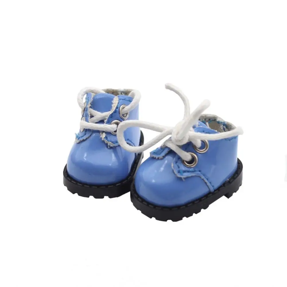 Mini 3.8X2.3cm Doll Shoes 10cm Doll Shiny Toy Shoes Round Toe DIY Strap Finger Shoes Cotton Doll