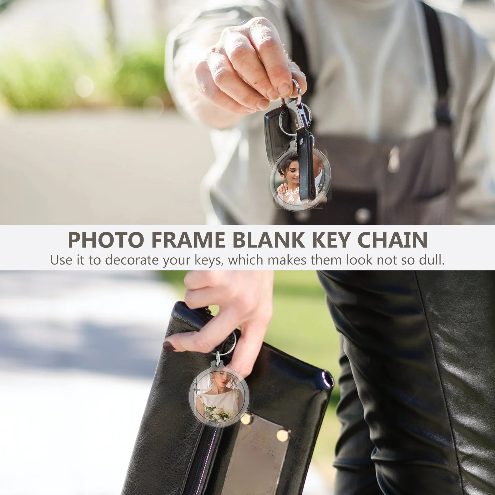 

20pcs Acrylic Keychain Blank Photo Frame Key Ring Creative Small Pendant Gift Memory Souvenir Valentine Birthday Travel Decor