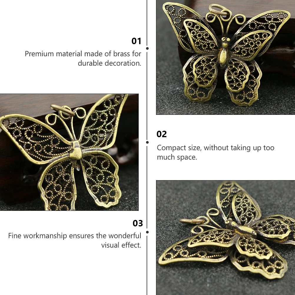 

Retro Keychain nament Brass Key Holder Decor Butterfly Pendant Book Protector Hanging Locket Car Accessory Fine Workmanship