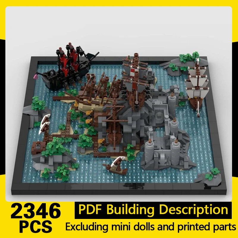 Medieval Castle Model MOC Building Bricks Pirate Port Ruins Bay Modular Technology Gifts Holiday Assemble Toys Suit Display