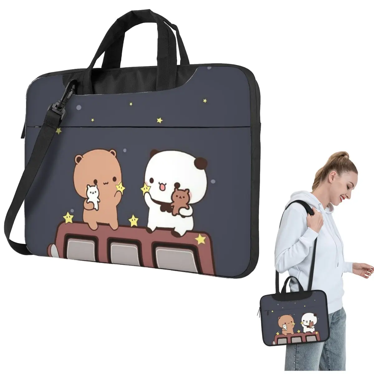 

Bubu And Dudu Watching The Moon Togethe Crossbody Laptop Bag Case Computer Bag 13 14 15.6 Inch Notebook Pouch for Macbook Pro