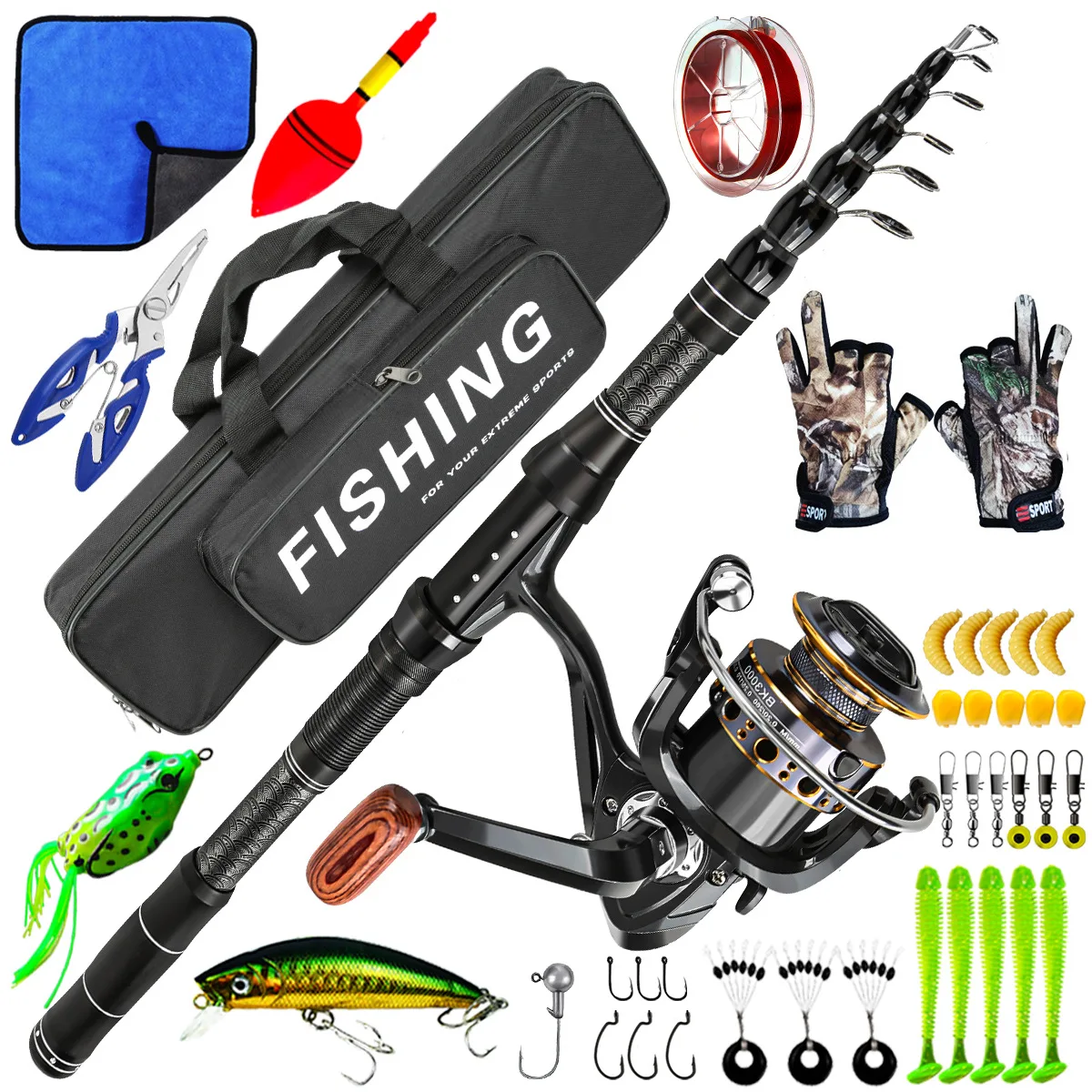 

1.8M-3M Remote Sea Fishing Rod Set, Carbon Material Reel Bait Fishing Gear Set, Complete Fishing Tools