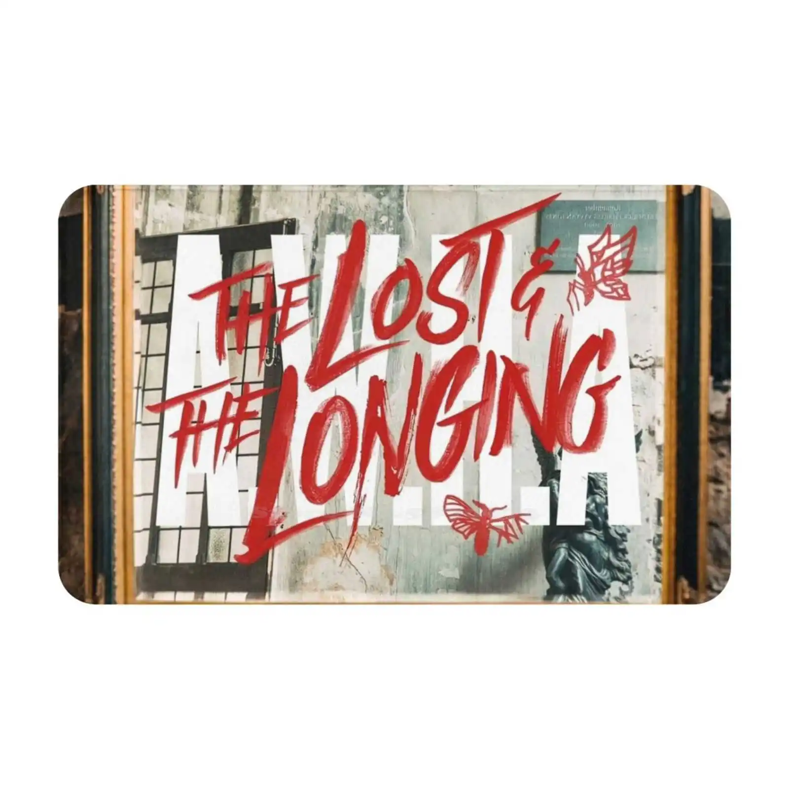 Red Text-The Lost & The Longing Soft Cushion Car Home Carpet Door Mat Aesthetic Ss Landscape Vintage Weird Quote Alpha Wolf