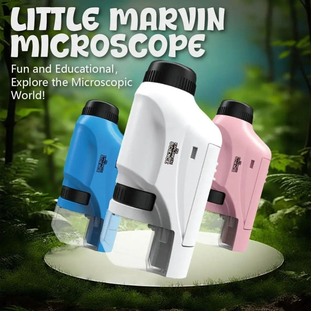 Handheld Pocket Microscope with Phone Holder 60x-120x Magnification Kids Science Microscop LED Lights Educational Equipment Toy