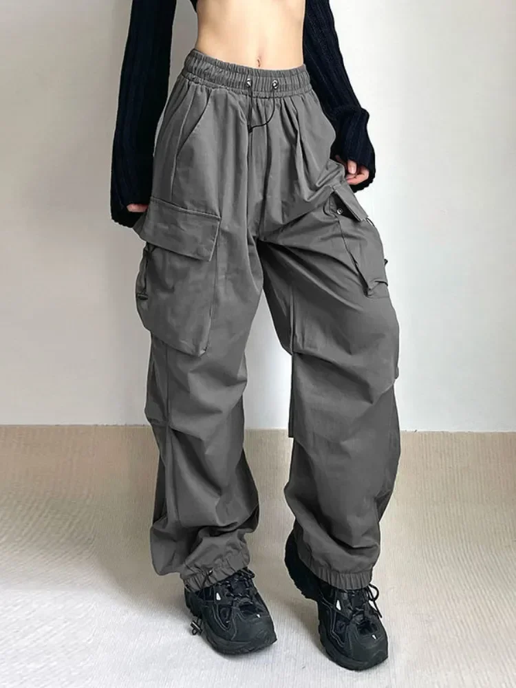 Outdoor Oversized Cargo Parachute Pants Women Streetwear Vintage Y2k Hip Hop Wide Leg Joggers Baggy Sweatpants Techwear