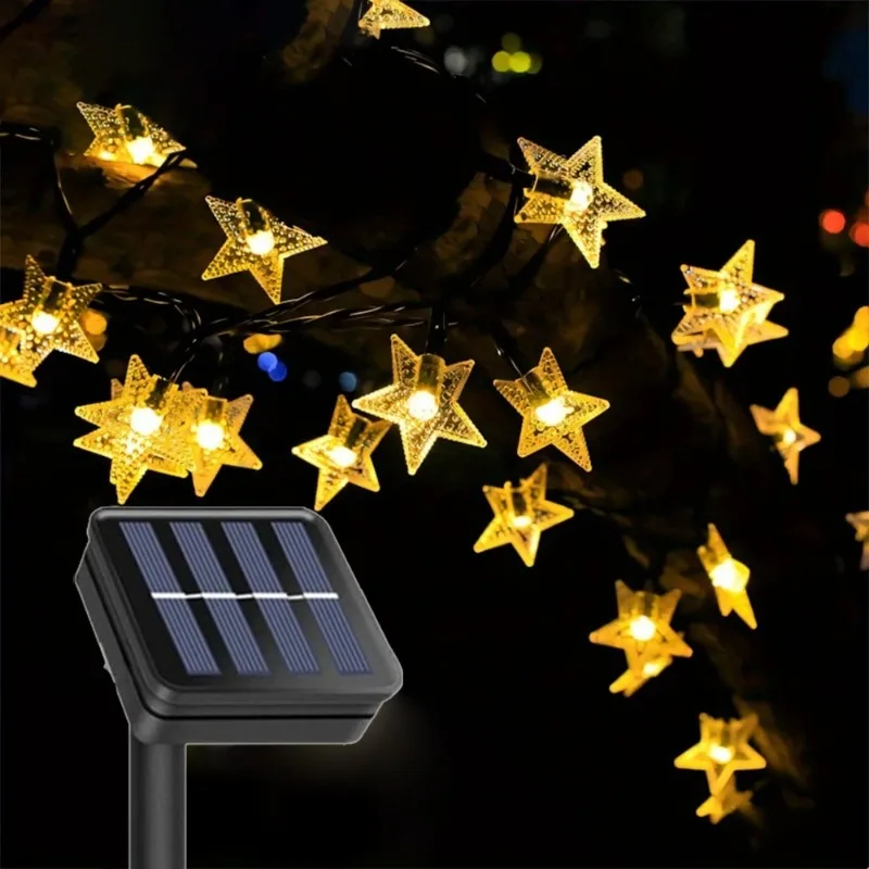 Outdoor Solar Powered Star String Lights 20 50LED Waterproof Christmas Solar Lamp for Garden Patio Landscape Xmas Tree New Year