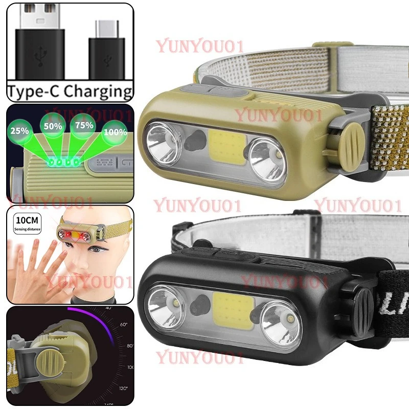 Induction Strong Light Headlight USB Charging Outdoor Light Night Running Cycling Lighting