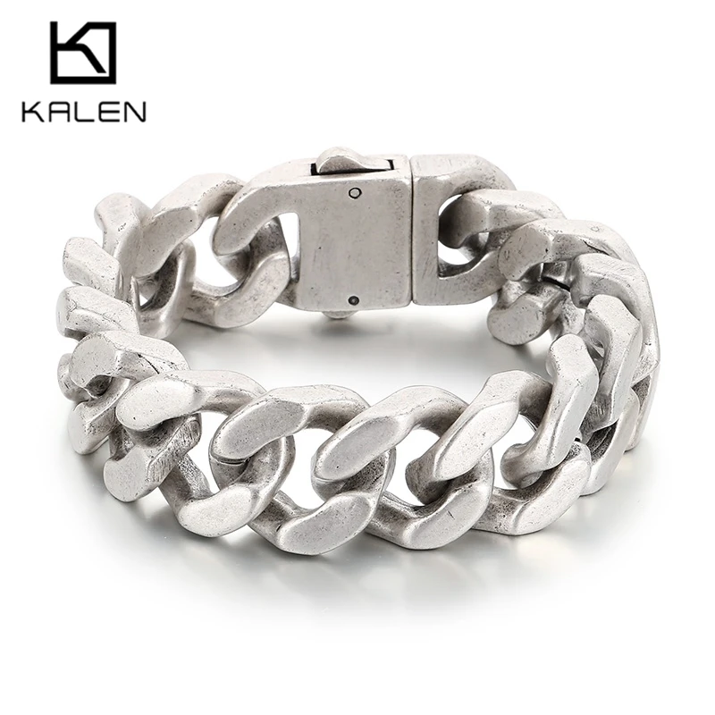 

KALEN 20MM Wide Vintage Stainless Steel Men's Bracelet Punk High Quality Black/Gold Color Bracelet Personalized Heavy Jewelry