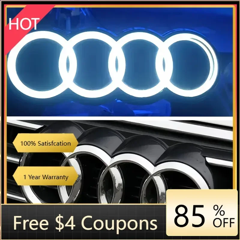 

For Audi Audi Car LED Front Grille Logo Lamp Static White Light 249 273 285mm For AUDI A3 A4 A5 A6 A7 A8 S3 S4 S5 S6 S7 Q3 Q5 Q7