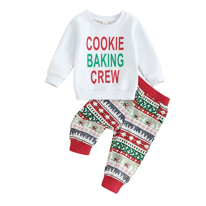 

Madjtlqy Toddler Baby Boy Christmas Outfits Letter Print Long Sleeve Sweatshirt Elastic Pants Baby Christmas Clothes