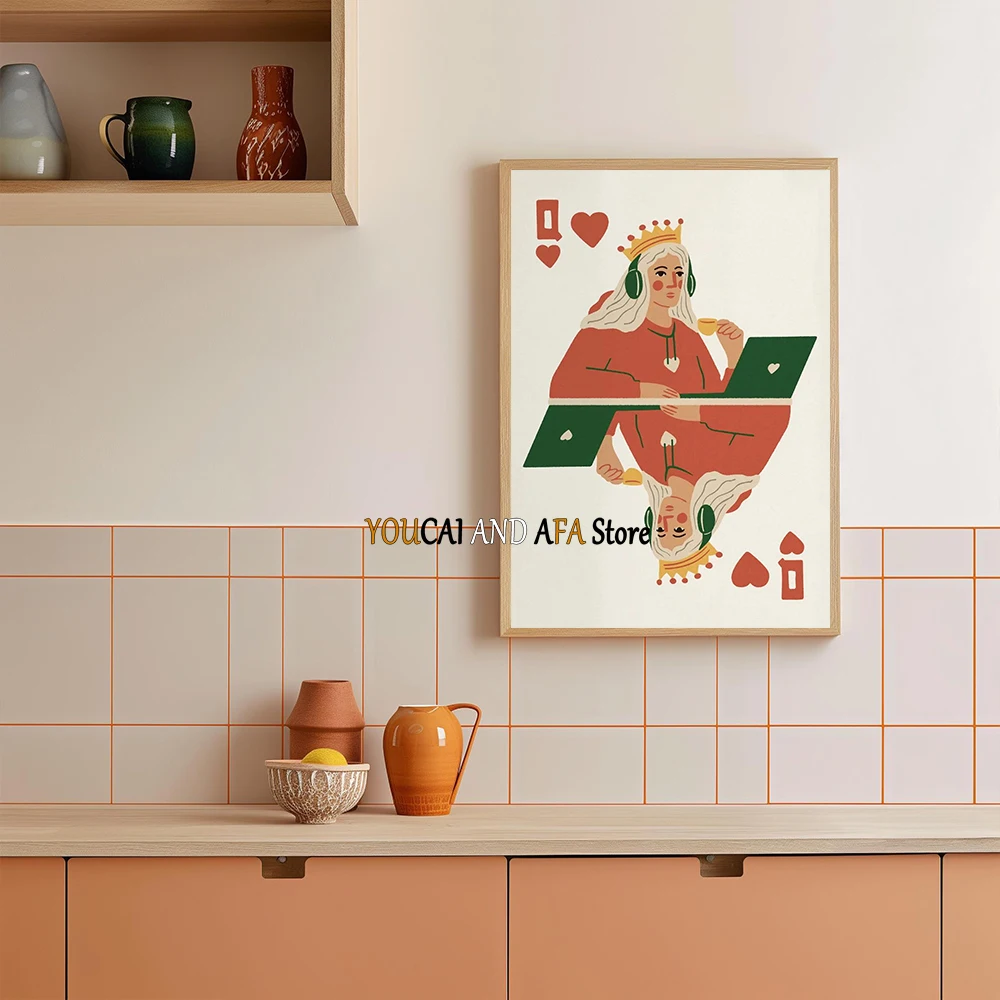 Freelance الملكة ملك القلوب Freelancer القلعة عن بعد عامل بوركر بطاقة المشارك حائط لوح رسم صور ديكور غرفة المنزل #3