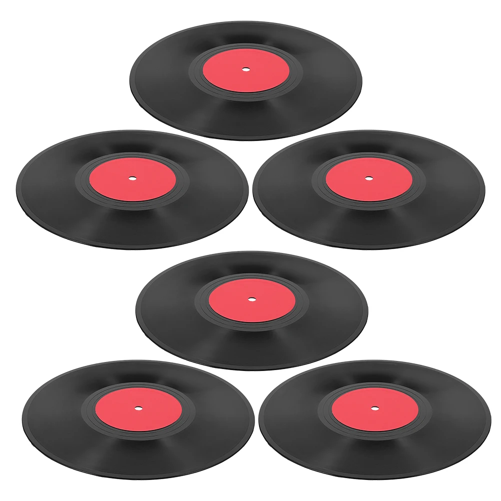 

6 Pcs Record Wall Decor Retro Music Note Clocks Plastic Decorations Home Bar Cafe 80s Party