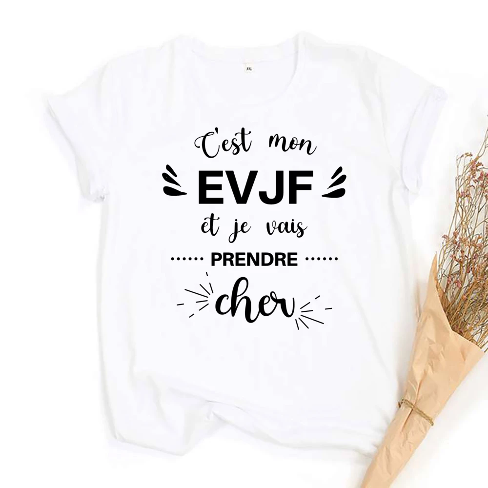 تي شيرت This Is My EVJF My Girlfriend Is Crazy Bachelorette Party Bride تي شيرت لحفلات الزفاف والعطلات بأكمام قصيرة قمصان هدايا العروس