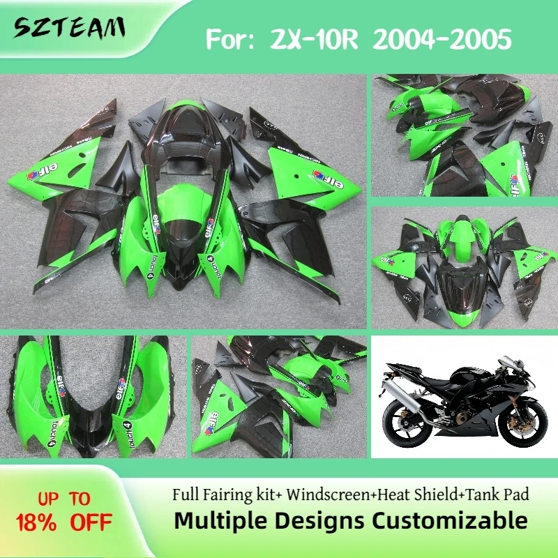 

Комплект обтекателей для Kawasaki Ninja ZX10R 2004-2005, полный комплект кузовных деталей для мотоцикла, бесплатная кастомизация, ZX-10R 04-05 Pro