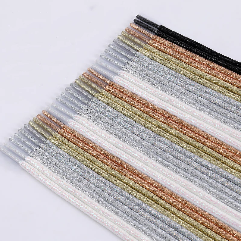 

1Pair Fashion Shiny Shoelace Gold Silver Silk Round Shoelaces Sneakers Canvas Shoes Shoe Laces 100cm/120cm/140cm/160cm
