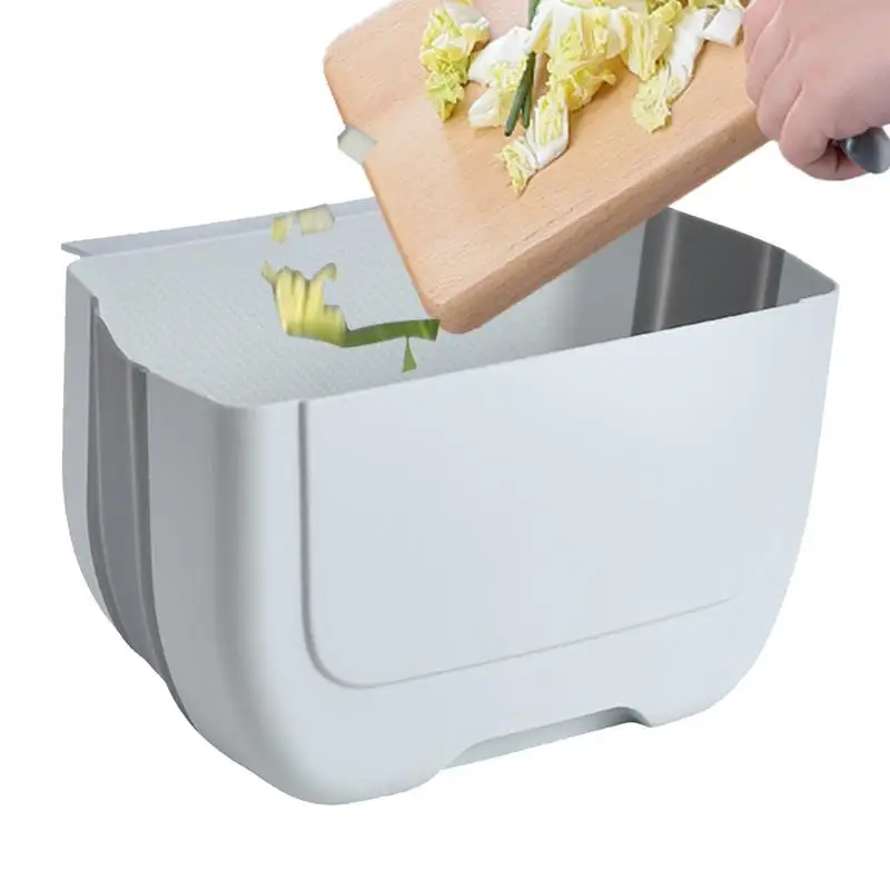 Foldable Trash Can Household Kitchen Trash Can Folding Wall Mounted Space Saving Food Waste Bin For Kitchen Over The Door Trash