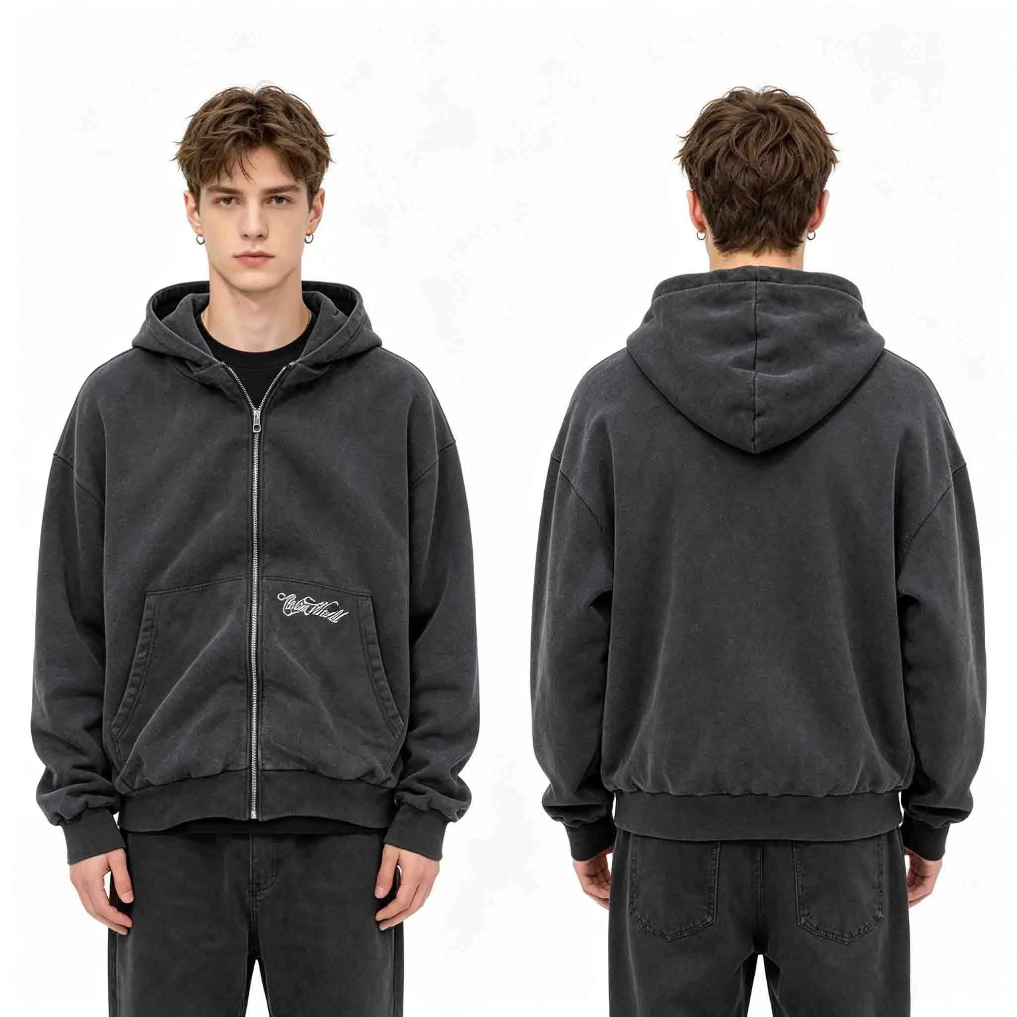 Y2K Wendbarer Karierter Zip-Up-Hoodie, Kurz Geschnitten, Langarm, Locker Sitzend, Streetwear-Sweatshirt – Detail 2