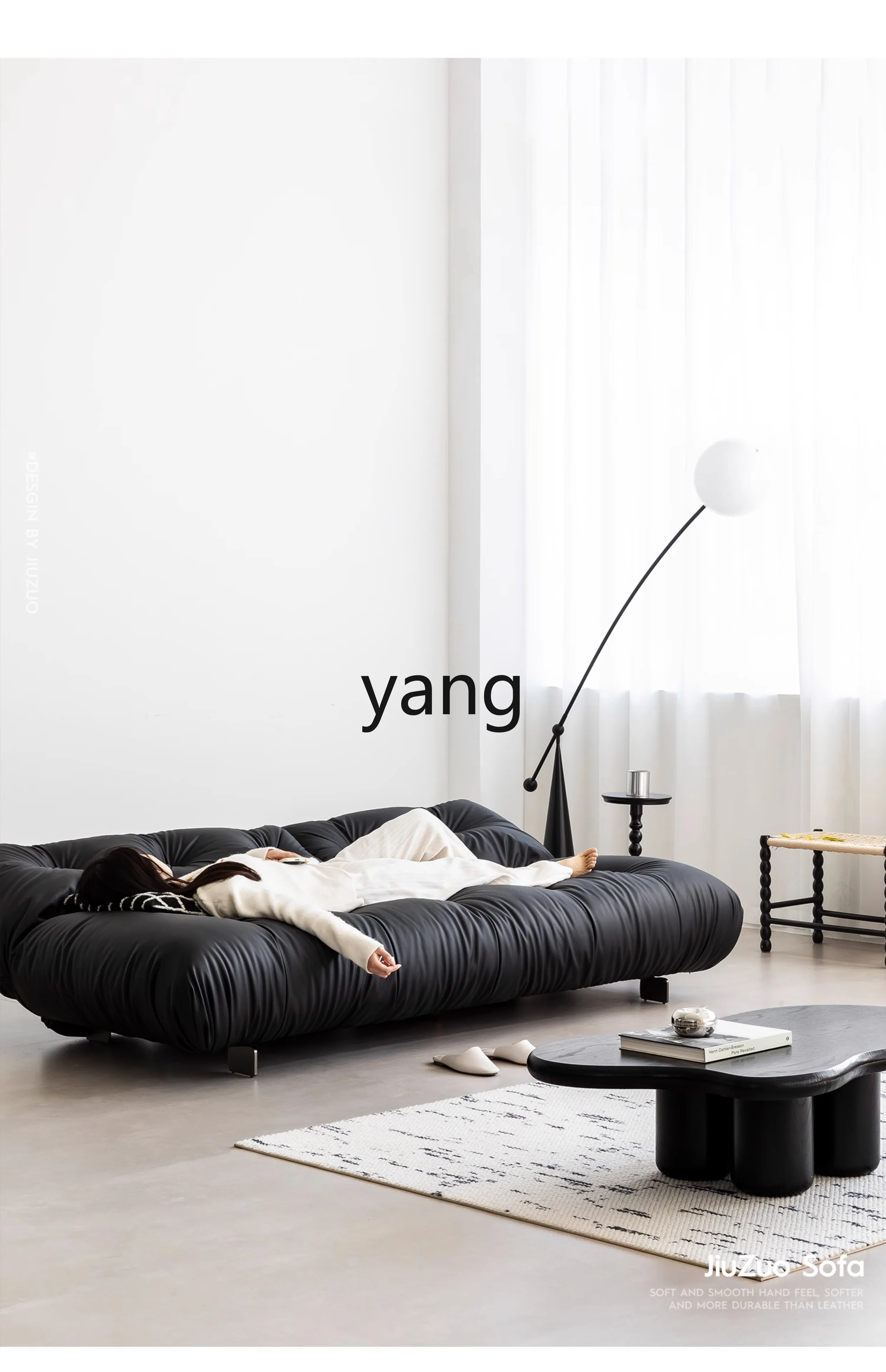 LTT folding sofa bed floor-to-ceiling three-person black and white wind blogger The same style is loose, lazy and simple