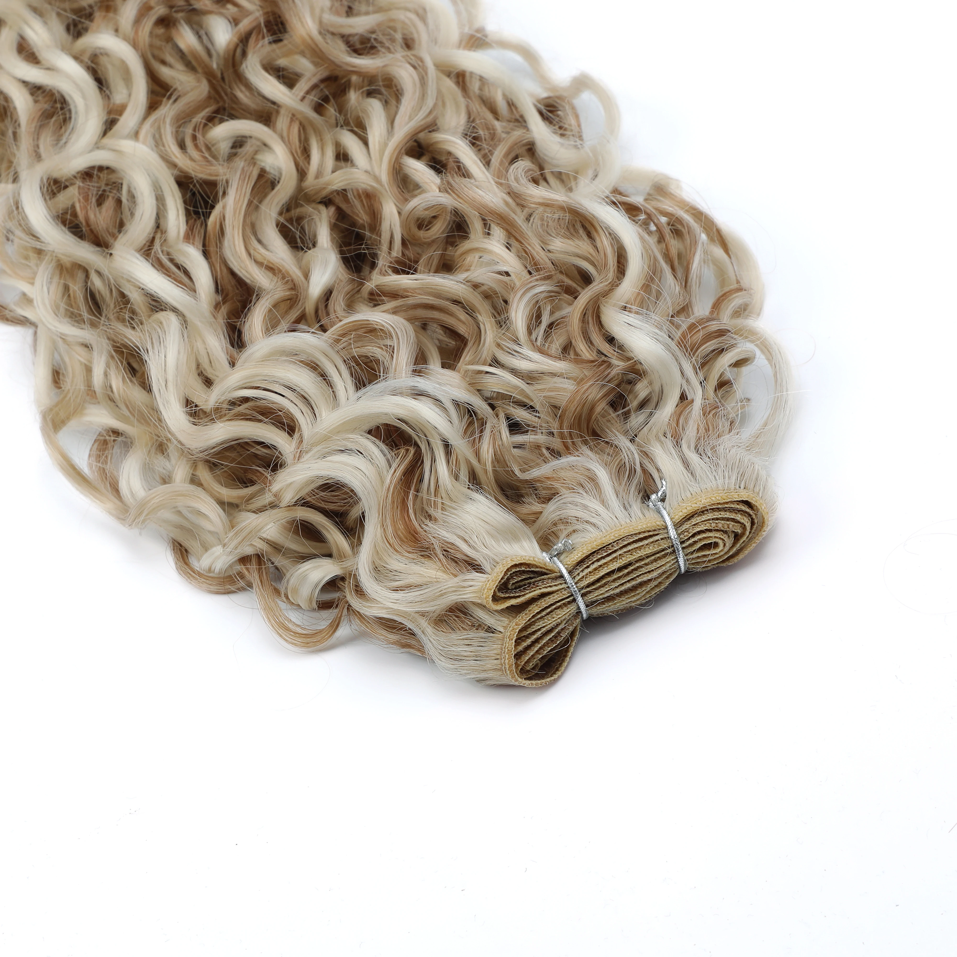 Synthetische Haarbündel, 61 cm, Wasser, Wasser, Klavier, Blond, Hochtemperaturfaser, lockiges Haarteil, Haareinschlagfaden ohne Clip, 120 g/Stück