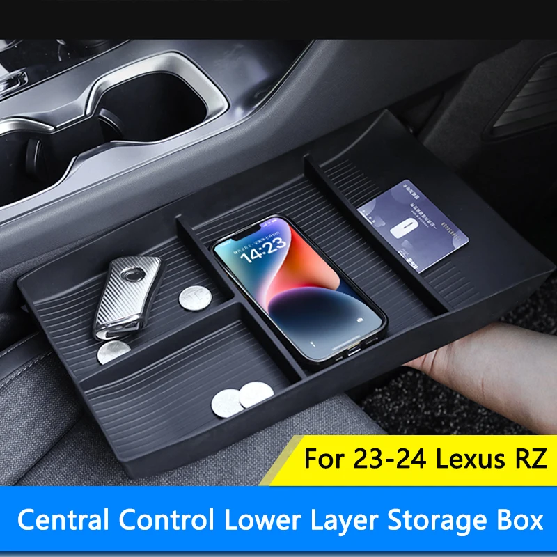 TAJIAN Lower Layer Storage Box Central Control Interior Storage Tray Division Plate Waterproof Partition For 2023-2024 Lexus RZ