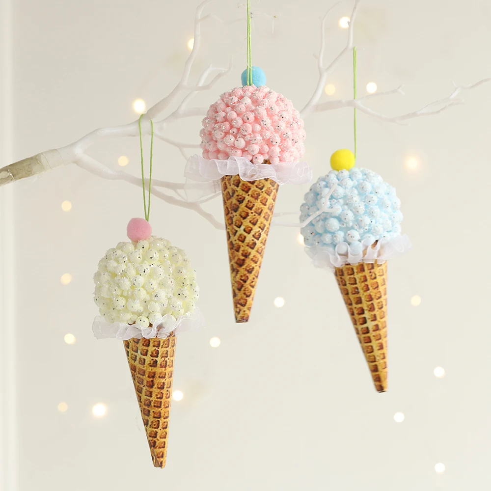 1Set Christmas Ornaments Cone Lollipop Macaroon Ice Cream Xmas Tree Balls Hanging Pendant New Year Gift Navidad Home Party Decor