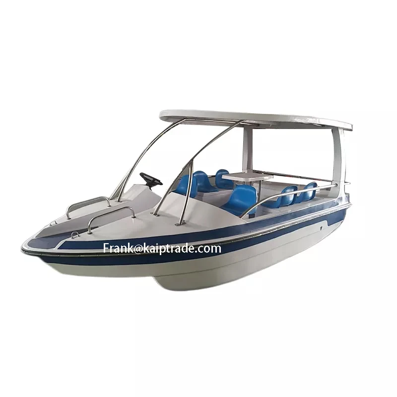 

8 passagers automatic drain out water ​drainage electric leisure adjustable low high speed fiberglass battery boat with table
