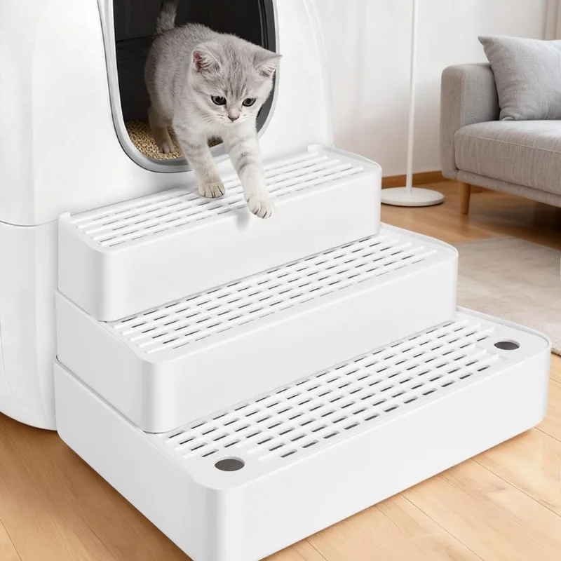 Sand Control Pedal Detachable Smart Cat Litter Box Stair Pedals Adjustable Three-layer Sand Leakage Boxes Durable Pet Products
