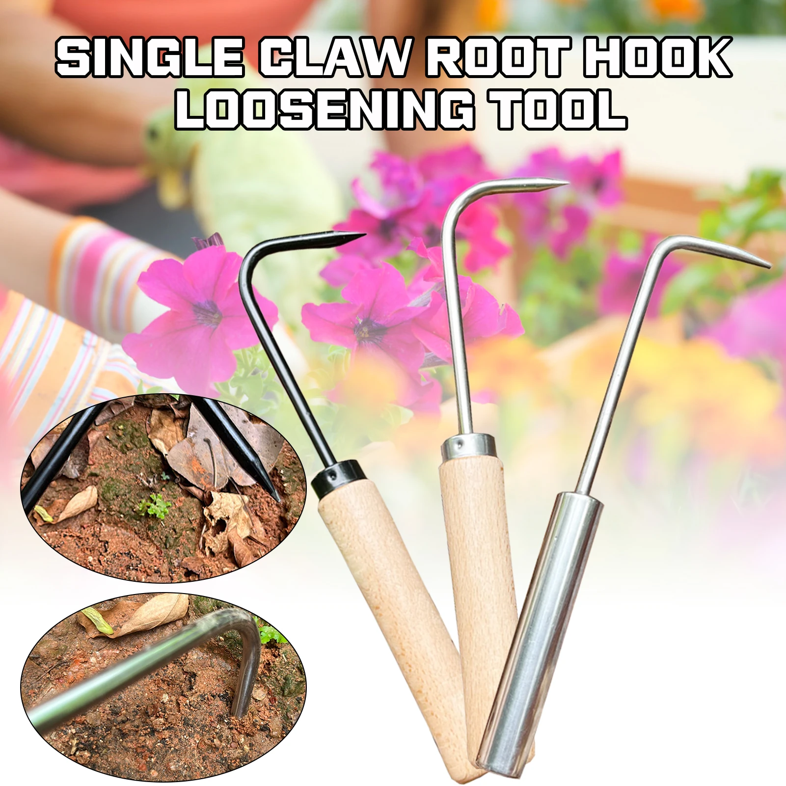 Hand Loosening Tool Portable Gardening Scarifying Tool With Wooden Handle For Yard Lawn