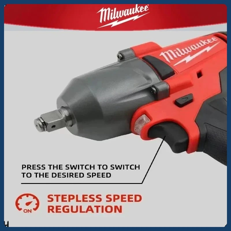 ประแจไฟฟ้าไร้สาย Milwaukee 1300NM แรงบิดสูง ประแจกระแทกไร้แปรงถ่าน สำหรับซ่อมรถยนต์ รถบรรทุก เครื่องมือไฟฟ้า ใช้กับแบตเตอรี่ 18V