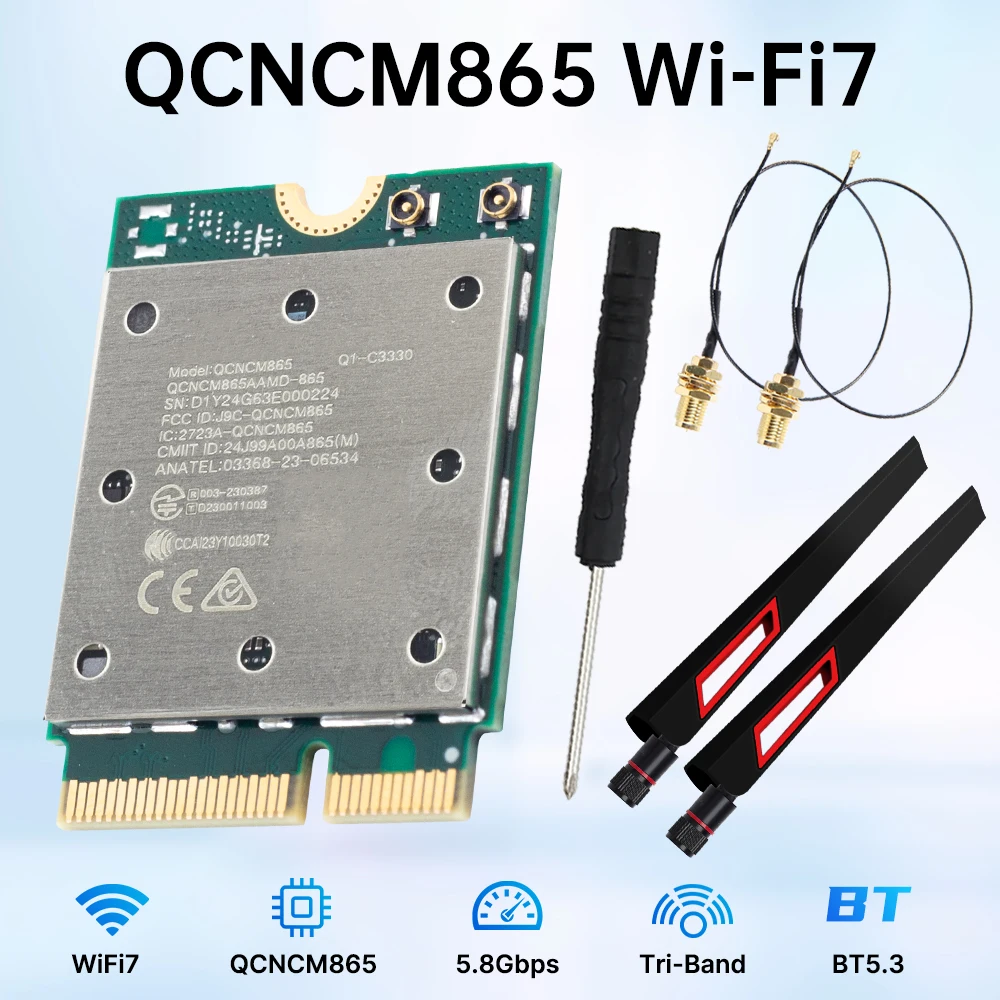 بطاقة fenvi WiFi 7 QCNCM865 M.2 بلوتوث 5.3 ما يصل إلى 5.8 جيجابت في الثانية مع هوائيات محول الشبكة اللاسلكية WiFi 6E WiFi6 لنظام التشغيل Windows 11 #3