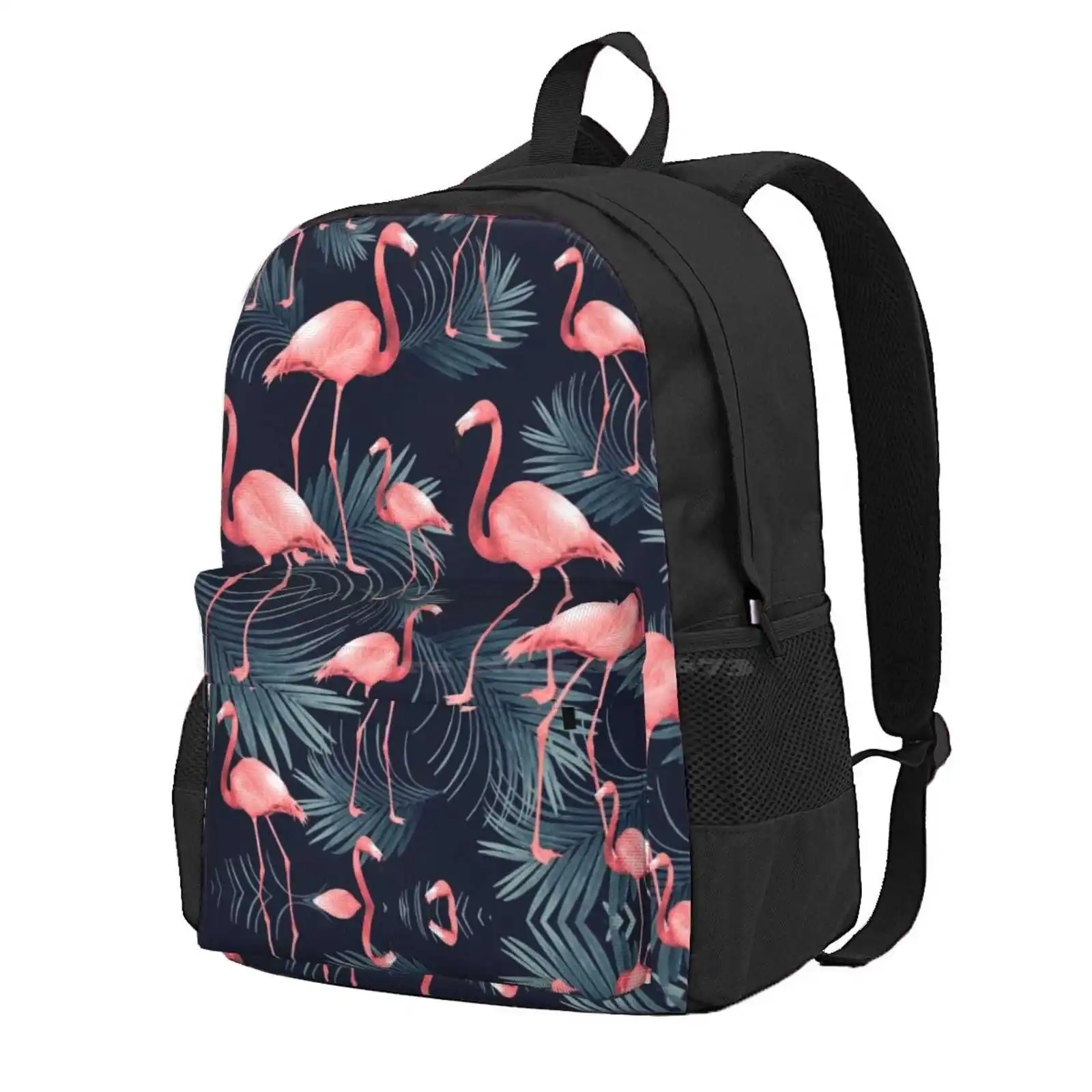 Summer Flamingo Palm Night Vibes #1 #Tropical #Decor #Art Hot Sale Schoolbag Backpack Fashion Bags American Flamingos Collage