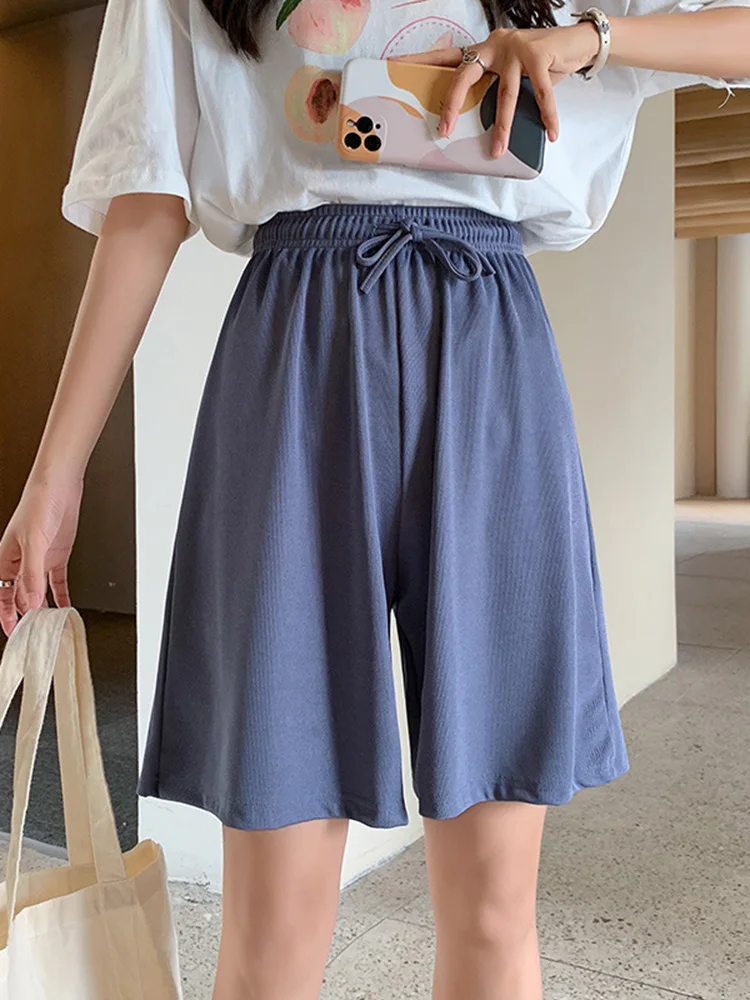 Nuevos pantalones cortos para mujer, pantalones cortos holgados informales de verano de cintura alta para niñas, prendas de vestir femeninas suaves y geniales, pantalones cortos deportivos