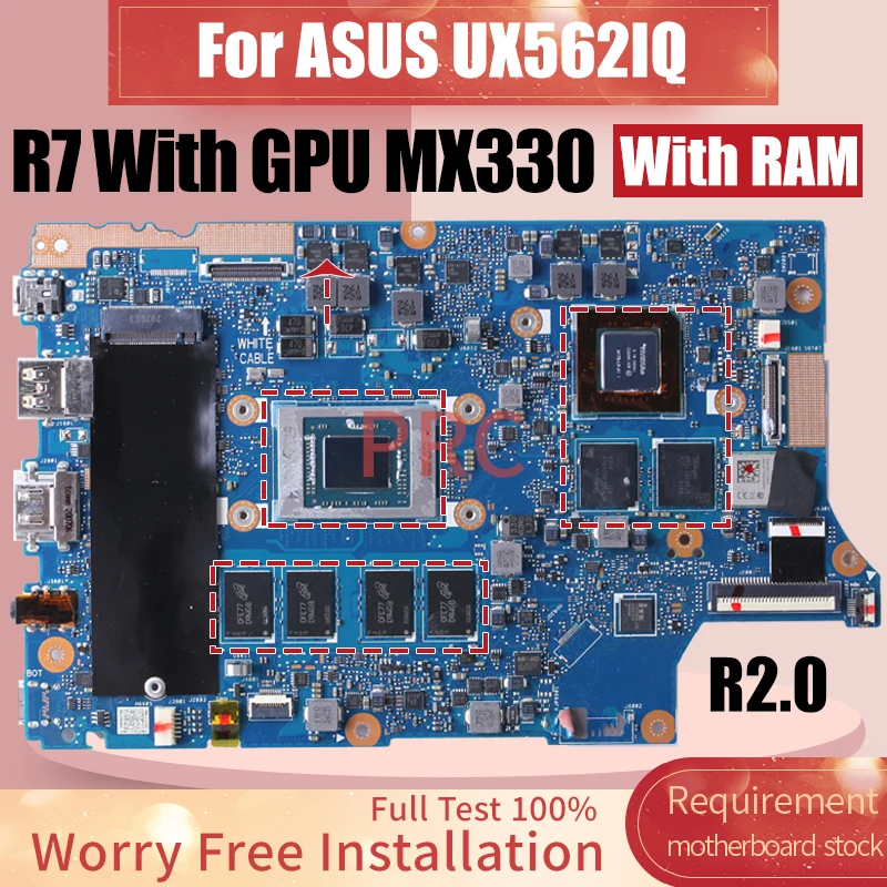 

For ASUS UX562IQ Laptop Motherboard R2.0 R7-00083 MX330 N17S-LP-A1 With RAM Notebook Mainboard