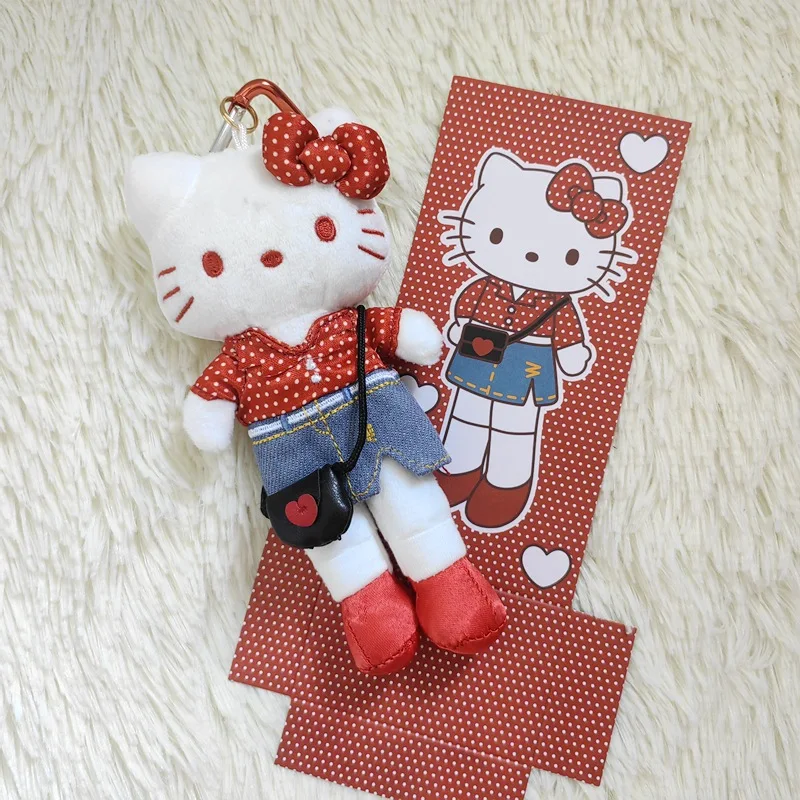 Portachiavi bambola Sanrio Hello Kitty con fibbia a forma di cuore Simpatico cartone animato con gambe lunghe KT Ciondolo per borsa Decorazione zainetto Regali giocattolo