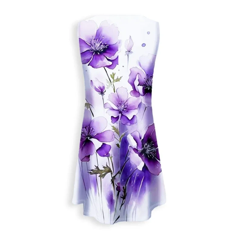 Summer New Fashionable and Elegant Women's Clothing Simple Casual Loose Personalized Printed Sleeveless Dress