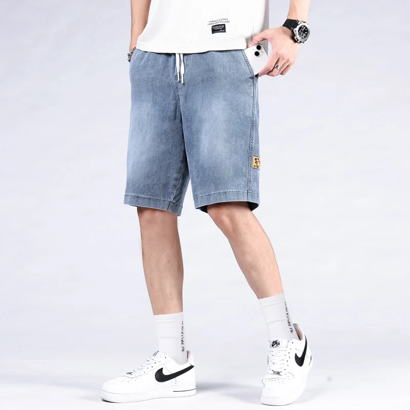 

Light-colored wash denim shorts, men's summer thin straight-leg cropped pants, trendy brand versatile outdoor sweatpants