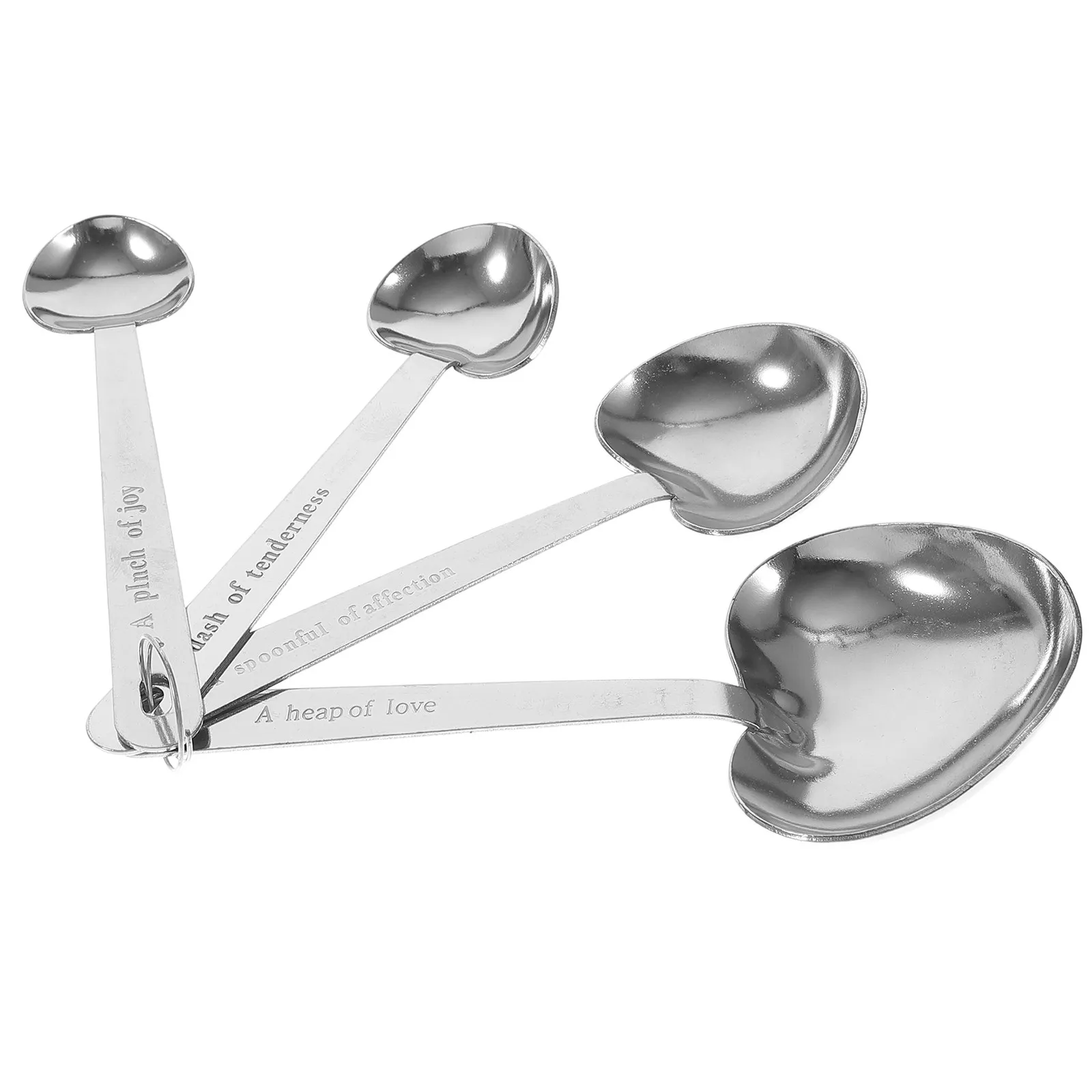 4Pcs Heart Shaped Measuring Spoons Stainless Steel Accurate Kitchen Cups for Dry Liquid Ingredients Coffee Milk Powder Baking