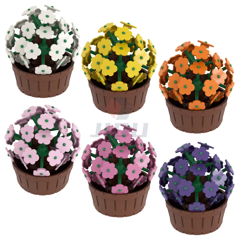 Flower Balls Potted Model Building Blocks Kit MOC Friend City Street Garden Scene Bonsai Plants Decoration Assemble Bricks Toys