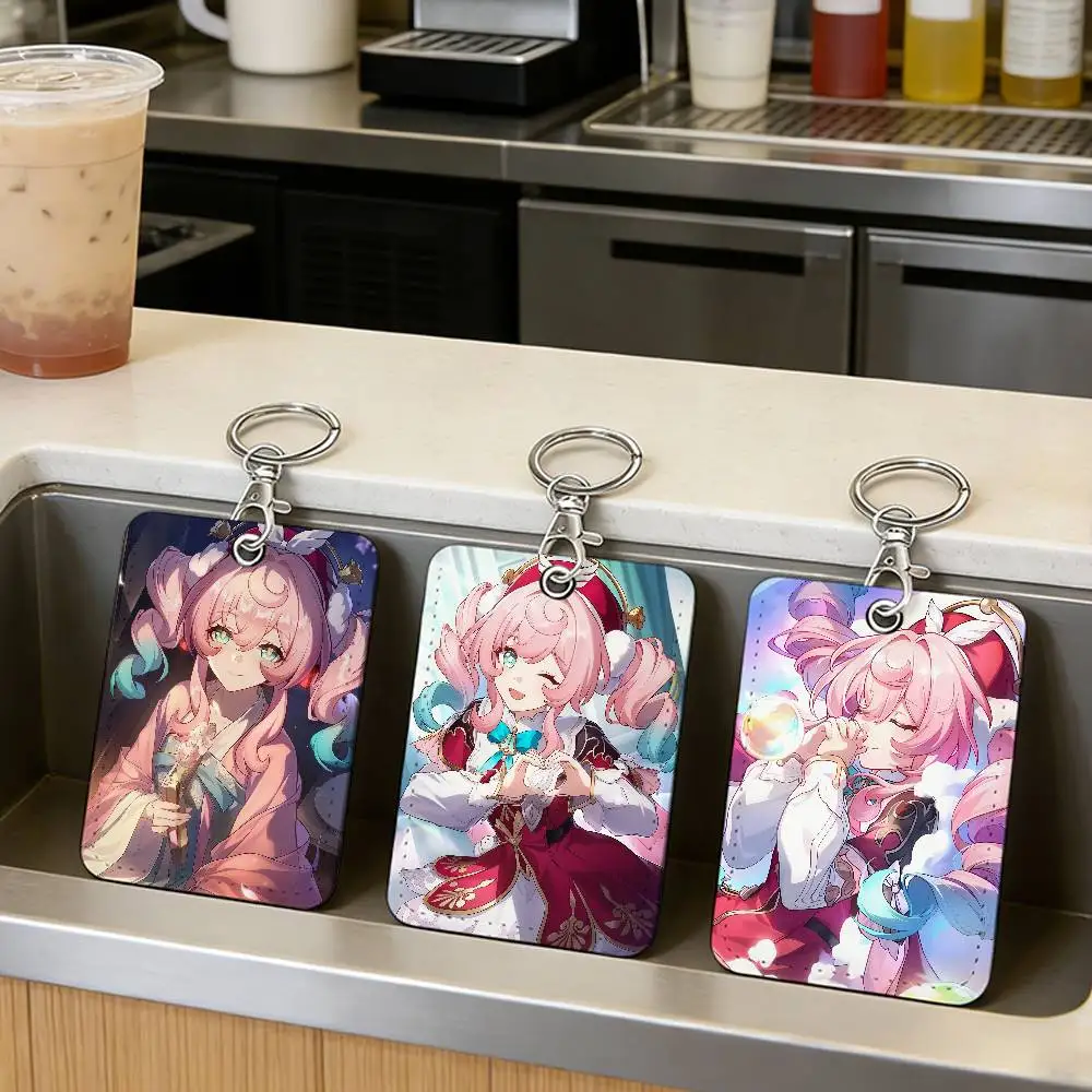 

Держатель для карт Honkai Star Rail Hyacine, подходящий для банковских карт, карт метро, автобусных карт, карт доступа, защитный чехол с брелоком