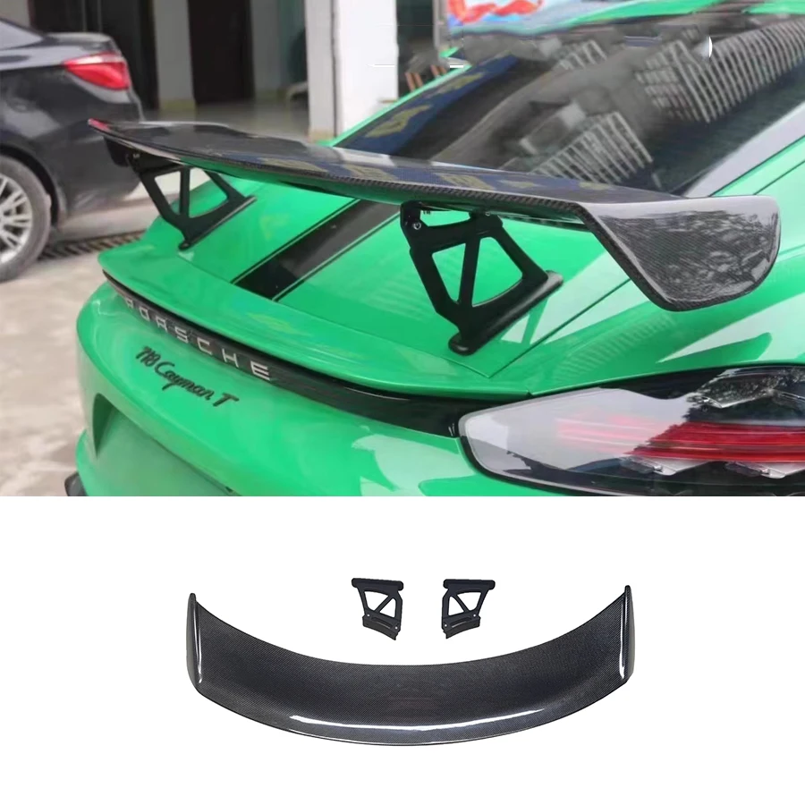 Rear Trunk Spoiler Rear Wing Tail Wing For Porsche Boxster Cayman 718 981 987 GT4 style  Carbon Fiber Upgrade Body kit