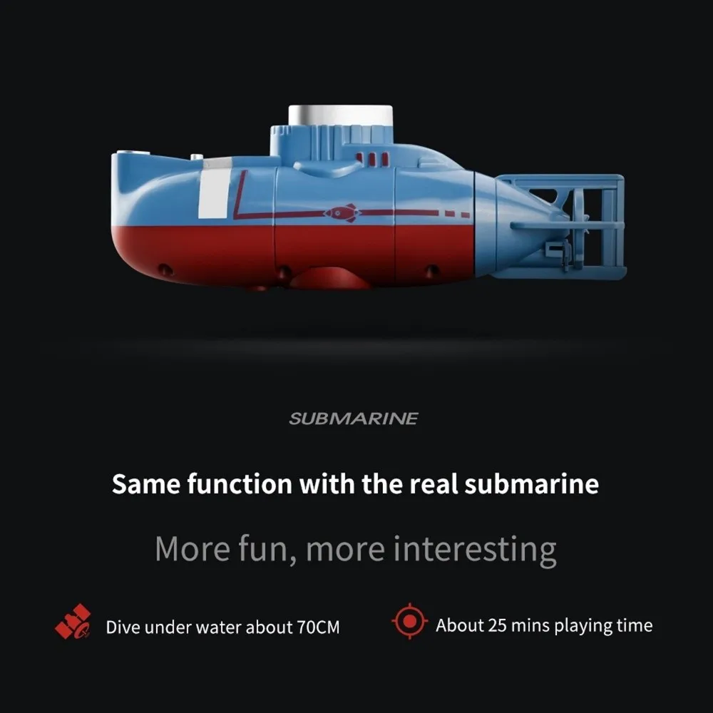 Mini RC Simulation Model Mini RC Submarine Waterproof Mini Size Remote Control Boat Diving Function Waterproof RC Boat Gift