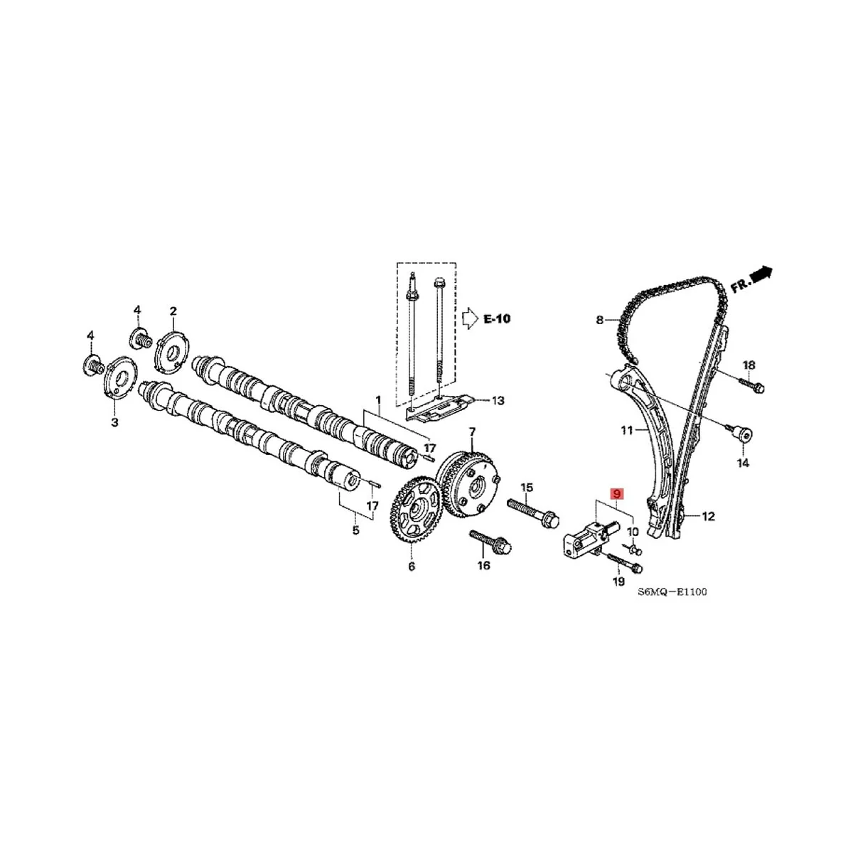 Kit de cadena de distribución de 5 piezas, tensor de riel de guía fijo para Honda Accord Acura Element CRV 2002-2011 14401R40A01 14510-R40-A01